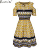 gamiss 2017 5XL Summer plus size dress print dress series women cotton plus size strapless high waist short sleeve ladies dress