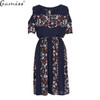 gamiss 2017 5XL Summer plus size dress print dress series women cotton plus size strapless high waist short sleeve ladies dress