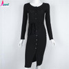 Gagaopt Office Dress 95% Cotton Sexy Black Party Dresses Women Autumn Dress Knee-length Bodycon Long Maxi Dress Vestidos Robe