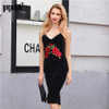Gagaopt 2017 Flower Embroidery Summer Dress Deep V-neck Sheath Velvet Party Dresses Women Elegant Bodycon Dress Vestidos Robes
