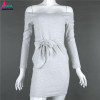 Gagaopt 2017 Autumn Dress Knitted Dress Sexy V-neck Sashes Gray Party Bodycon Dress Short Mini Pencil Winter Vestidos Robes