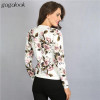 Gagalook 2016 Brand New Bomber Jacket Basic Coats Women Female Autumn Floral Print Streetwear Slim Zipper Chaquetas Mujer C0902