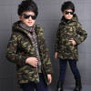 FYH Kids Outerwear Winter Boys Camouflage Hooded Parka School Children's Winter Jackets Kids Boys Down Coat Warm Thick Cotton