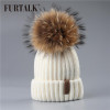 FURTALK Winter hat for Kids Ages 2-7 Knit Beanie winter baby hat for children fur Pom Pom Hats for girls and boys