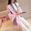 TWOTWINSTYLE 2017 Spring Women Embroidery Floral Tassel Trench Coats Cloak Long Sleeves Female Knit Cardigan Sweater Windbreaker