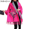 TWOTWINSTYLE 2017 Spring Women Embroidery Floral Tassel Trench Coats Cloak Long Sleeves Female Knit Cardigan Sweater Windbreaker