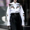 TWOTWINSTYLE 2017 Embroidery Blouses Women's Shirts White Hollow out Female Shirt Long Sleeve Tops Casual Clothes Korean Fashion