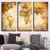 Vintage World Map 3 Panel Canvas Painting Oil Painting Print On Canvas Home Decor Art Wall Print Picture Living Room Unframed