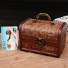 Vintage Sundries Wooden Box Retro Flower Pattern Wood jewelry Desktop Box Handle Storage case Wooden boxes Gift Bins
