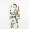 Vintage Leaves Floral Print Sashes Kimono Shirt Women 2018 New Fashion Bandage Cardigan Long Sleeve Blouse Casual Femme Blousas