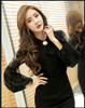 Vintage Lantern Sleeve Blouses Brand Designer Chiffon Tops Temperament Women Fashion Round Neck Hollow Out Lace Shirts