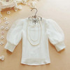 Vintage Lantern Sleeve Shirts Women 2017 Fashion Design O-Neck Organza Tops Temperament Ladies Black White Puff Chiffon Blouse