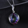 Vintage Huge 11ct Natural Genuine Rainbow Fire Mystic Topaz Concave Cut Solid 925 Sterling Silver Pendant For Women