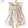 Vintage Floral Girls Dress Ruffle Sleeve Backless Bule Flower Baby Girls Summer Dress Boutique Girls Clothes 6T Girls Outfit