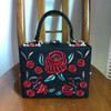 High Quality PU Embroidery Diamond Red Rose Flower Beaded Fashion Women Shoulder Handbags Crossbody Bags Evening Bags Box Clutch