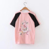 High Quality On the Back Flower Embroidery T-shirt Women Kawaii Pattern Short Sleeve Design Cotton T Shirt Women Tees Tops