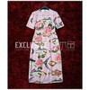 High Quality New 2017 Spring Summer Designer Runway Dress Women elegant Mid Calf Length Floral Embroidery Printed Pink Dress