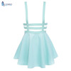 EFINNY Retro Hollow Mini Skater Cute Women Suspender Skirts Straps High Waist Skirt