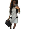 EF Women Bow Mini Dresses 2016 New Arrival Winter Spring Straight Casual Dress Three Quarter Sleeves Solid Dress TJ70