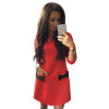EF Women Bow Mini Dresses 2016 New Arrival Winter Spring Straight Casual Dress Three Quarter Sleeves Solid Dress TJ70