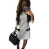EF Women Bow Mini Dresses 2016 New Arrival Winter Spring Straight Casual Dress Three Quarter Sleeves Solid Dress TJ70