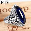 EDI 925 Sterling Silver Natural Garnet Adjustable Ring for Women Vintage Classic Sterling Silver Jewelry Wedding Rings