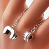 EDELL 2017 Genuine 925 Sterling Heart-shapedClear CZ Security Chain of Pearls Charm Fit Original Bracelet Jewelry Safety Chains