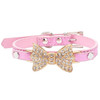 Dog Collar Bling Crystal Bow Leather Pet Collar Puppy Choker Cat Necklace XS S M
