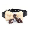 dog Collar 1PC Knit Bowknot Adjustable PU Leather Dog Puppy Pet Collars Necklace Aug4