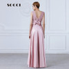 SOCCI Weekend Long Satin Lace Evening dress 2017 Mother of the Bride Dresses Crystal Sashes vestido de festa Formal Party Gowns