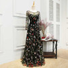SOCCI Weekend 2017 Evening Dresses Embroidery Flower Long Sleeves Black Women abendkleider Formal Wedding Party Dress Prom Gowns