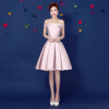 SOCCI Pink Cocktail Dresses  Boat Neck A-Line Knee-Length Cocktail Party Dress Lace-up back Gown veatidos de festa Custom made