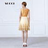 SOCCI New Tulle Lace Gold Cocktail Dress  short Mother of the Bride Dresses Formal Prom gowns wedding party Vestidos de coctel