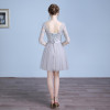 SOCCI Grey Short Cocktail Dresses 2017 Three Quarter Sleeves Tulle Lace Prom Dress Formal Wedding Party Gown Vestidos de curtos