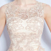 SOCCI 2017 Elegant Tulle Lace Cocktail Dresses Lace up Back Knee length Champagne Prom Dress for Women Bride Wedding Party