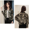 snowshine #3522  Women Stand Collar Long Sleeve Zipper Camouflage Printed Bomber Jacket free shipping