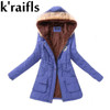 k'raifls Warm Parkas Women Coat Fashion Autumn Winter Jacket Women Fur Collar Long Parka Plus Size Hoodies Casual Cotton Outwear