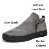 JUNJARM Mens Chelsea Boots Winter Waterproof Men Snow Boots Zipper Pig Suede Male Ankle Boots Men Warm Snowboots Large Size 47