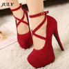JULY Brand New High-heeled Shoes Woman Pumps Wedding Shoes Platform Fashion Women Shoes Red High Heels 14cm Suede Size 34-42 JULY Brand New High-heeled Shoes Woman Pumps Wedding Shoes Platform Fashion Women Shoes Red High Heels 14cm Suede Size 34-42