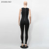 Julissa Mo 2016 Women Jumpsuit Rompers Sexy Round Neck Sleeveless Hollow Out Black Womens Playsuit Overalls