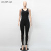 Julissa Mo 2016 Women Jumpsuit Rompers Sexy Round Neck Sleeveless Hollow Out Black Womens Playsuit Overalls