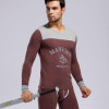 (Shirt + Pant) Men Thermal Underwear Cotton Printing Underwear Warm Quality Sleep Sets Top And Leggings Men Long Johns Set
