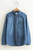 GOPLUS 2018 Denim Shirt Women Blouses Blue Long Sleeves School Shirts Jeans Turn Down Collar Blusas femininas Tops C4273