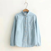 GOPLUS 2018 Denim Shirt Women Blouses Blue Long Sleeves School Shirts Jeans Turn Down Collar Blusas femininas Tops C4273
