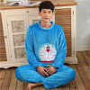 GOPLUS 2017 Autumn Winter Couple Flannel Doraemon Pajamas Set Cartoon Cat Lovers Long Sleeve Sleepwear Set Women and Men Pyjamas
