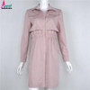 Goodbuy 2017 Women Summer Dress Long Sleeve Knee-Length Office Dress Solid Front Split Button Lady Bodycon Dress Vestidos Robes
