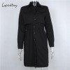 Goodbuy 2017 Women Summer Dress Long Sleeve Knee-Length Office Dress Solid Front Split Button Lady Bodycon Dress Vestidos Robes