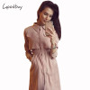 Goodbuy 2017 Women Summer Dress Long Sleeve Knee-Length Office Dress Solid Front Split Button Lady Bodycon Dress Vestidos Robes