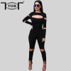 Good elastic black winered back Zipper 2017 New Spring Summer Rompers Women Jumpsuit Plus Size Bodysuits Skinny Bodycon XD501