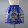 Golden Embroidery Tulle Skater Skirts Womens Floral Double Slit Skirt High Waist Skorts 2017 Spring Vintage Pleated Winter Skort